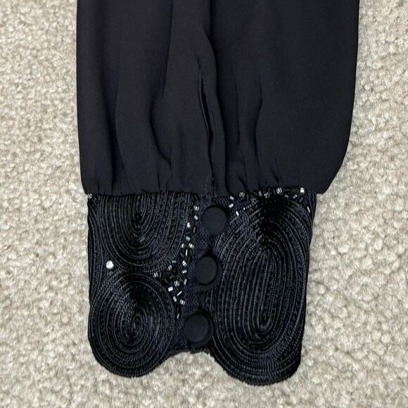 Vintage Louise Ricci Embroidered Rhinestone Embellished Jacket Black size 20 - Picture 13 of 15